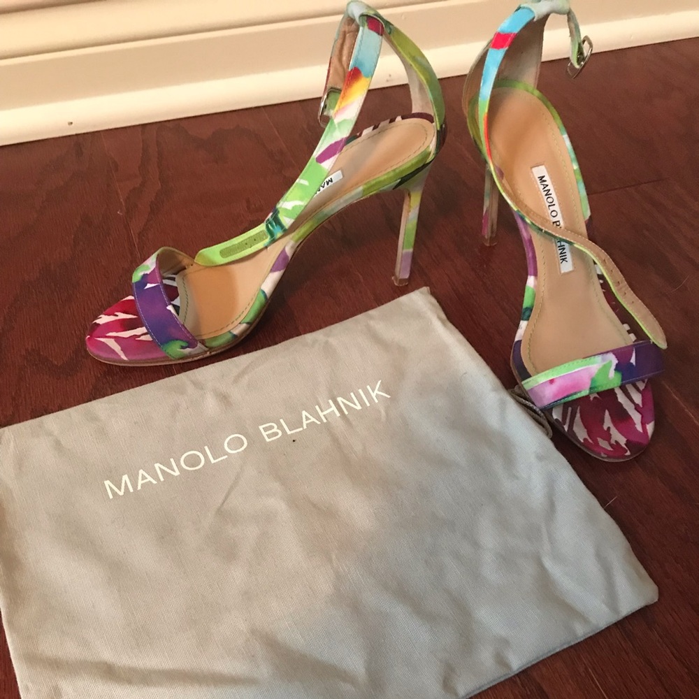Manolo Blahnik ankle strap colorful heels